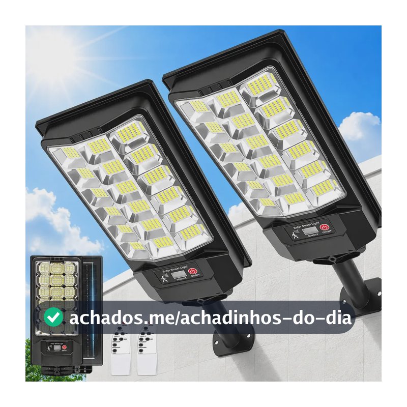 Kit 2 Luminária Solar Led 1100W com Sensor Refletor Solar Potente IP67