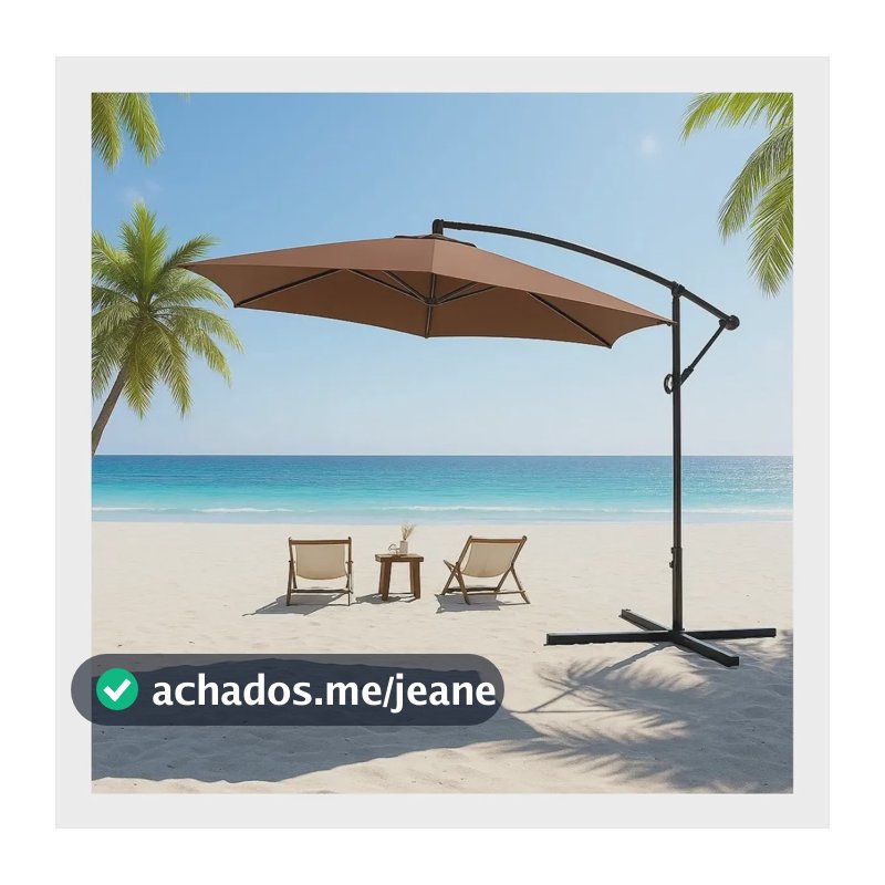 Guarda Sol Ombrelone Suspenso Lateral Base 3m Piscina Jardim Cor Marrom Liso