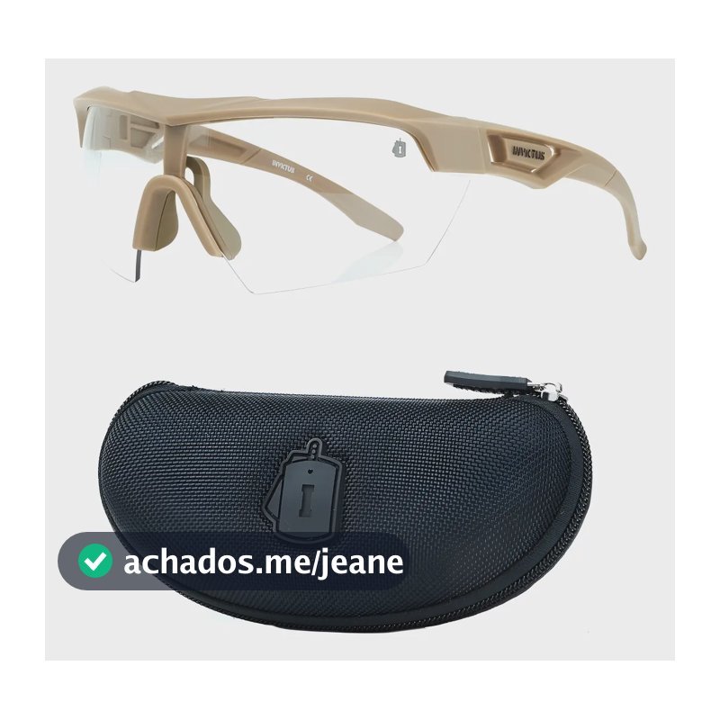 Óculos Invictus Tático Proteção Tiro Esportivo Patrulha Cac Tan - Lente Transparente - Coyote Desert