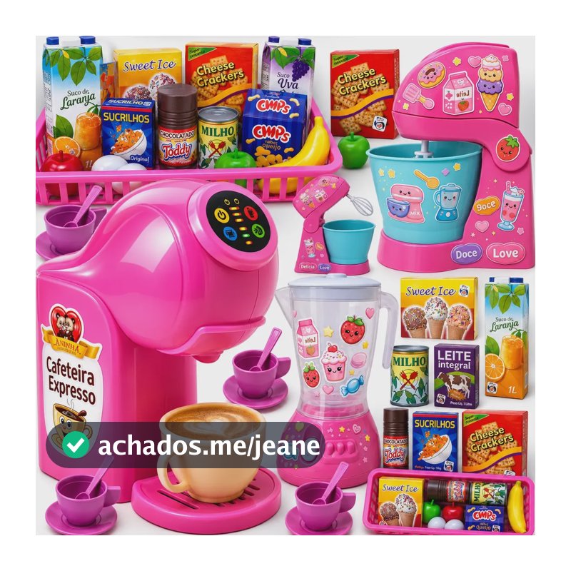 Kit Cozinha Brinquedo Eletrodomésticos 37pcs Comidinhas + Rosa