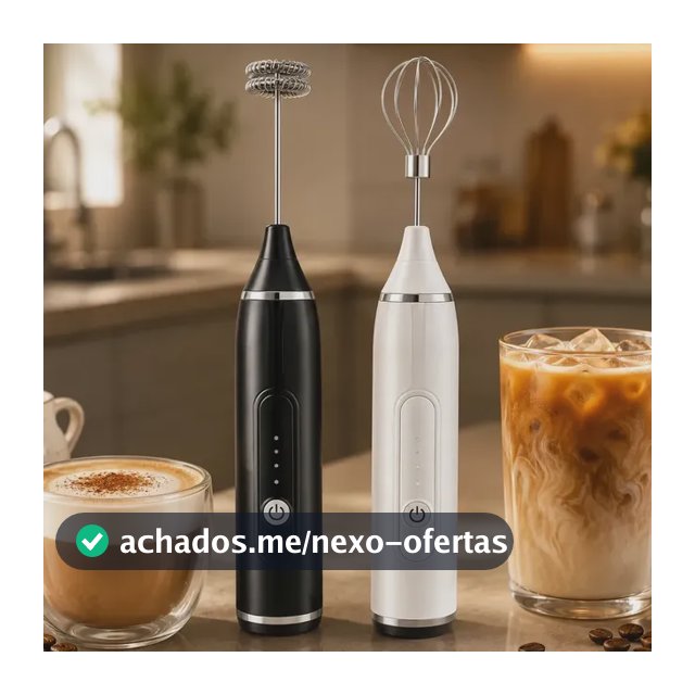 Mini Batedor Misturador Elétrico Recarregável USB, com 3 Velocidades e 2 Batedores em Aço Inox