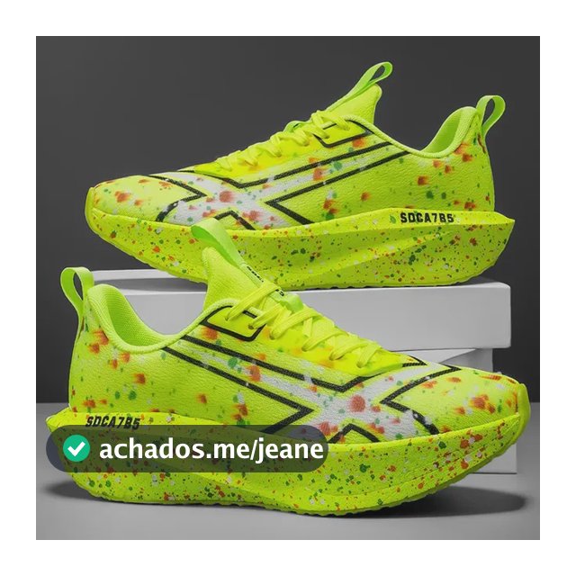 Tênis De Corrida Com Placa De Carbono Solado Macio Unissex Verde Geométrico 40