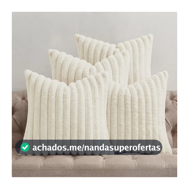 Kit 4 Capas De Almofada Macia Pelúcia 45x45 Sofa Decorativa Off Lisa