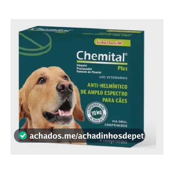 Chemital Plus 4 Comprimidos P/ Cães - Vermífugo