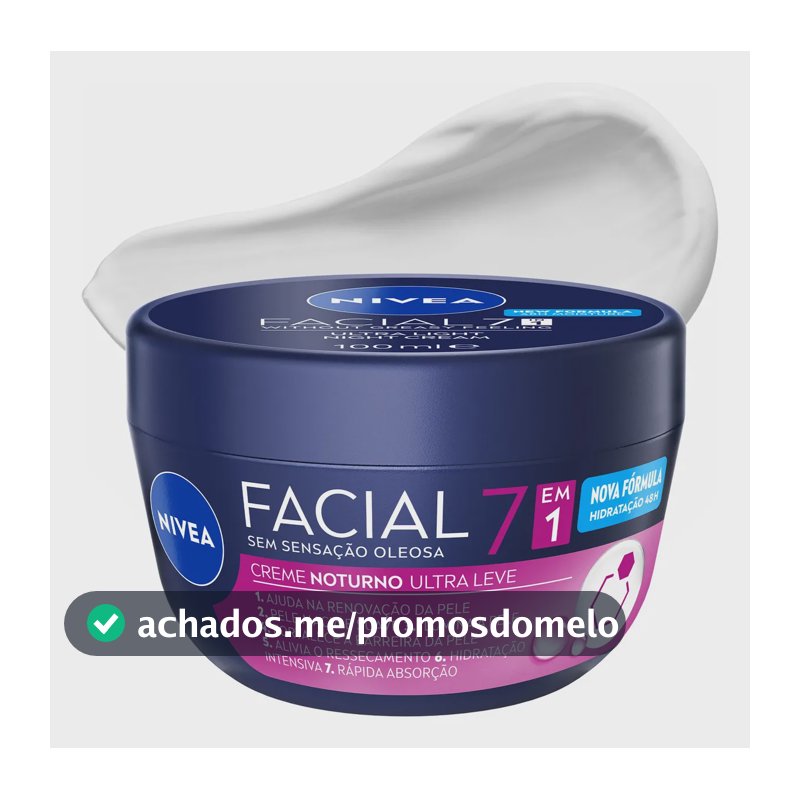 Creme Hidratante Facial Noturno 7 Em 1 100g Nivea Todo Tipo De Pele