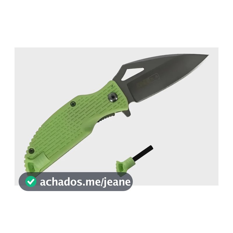 Canivete Kwik Azteq Com Pederneira Sobrevivência Tático Top Verde