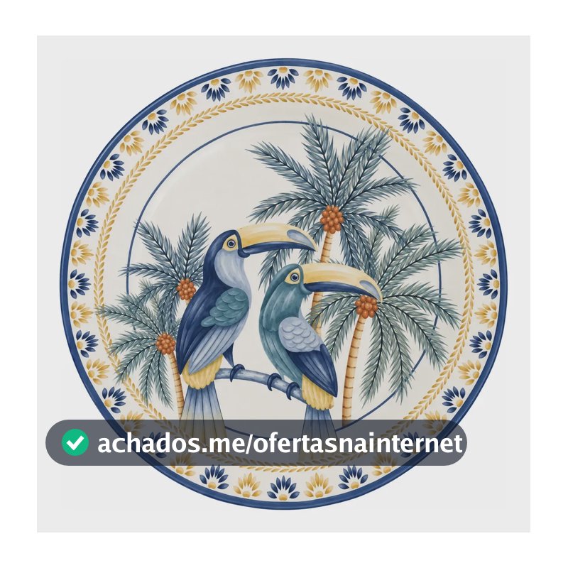 Prato Parede Com Suporte Decorativo Porcelana Brasil 20cm Branco 1321-103 Prato Parede Decorativo Porcelana Cerâmica Suporte Gancho Limão Siciliano Azulejo Passarinho Pássaro Mandala