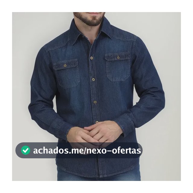 Camisa Jeans Social Manga Comprida Casual Basico