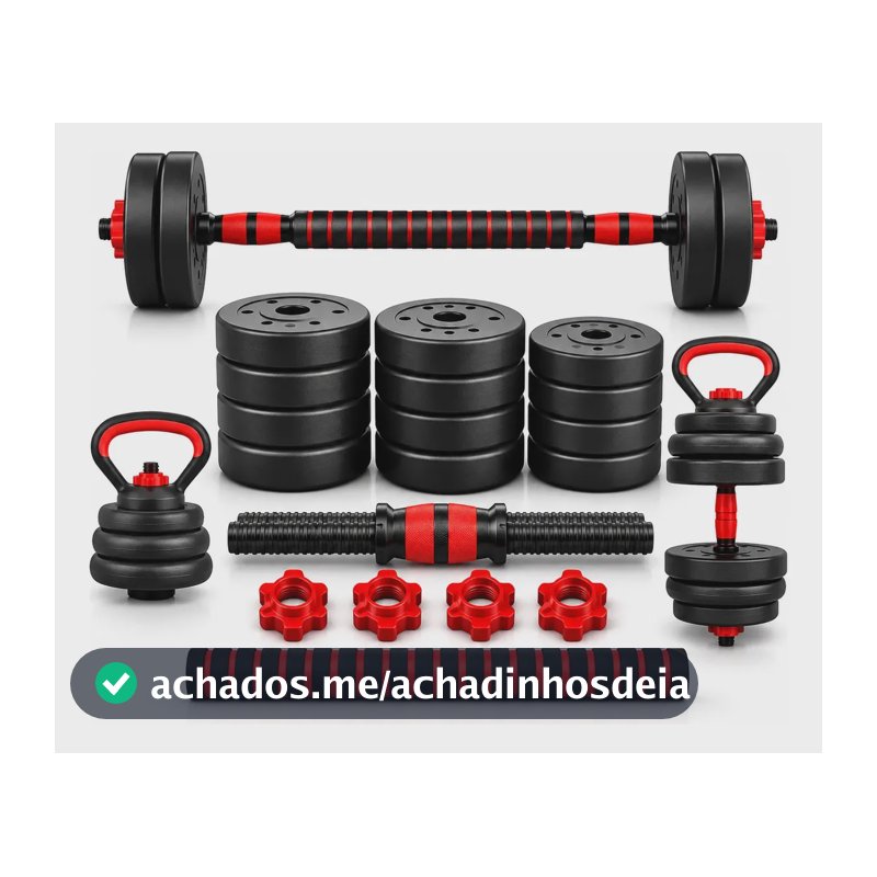 Kit Halteres Anilhas Kettlebell 10kg Academia Musculação 6x1 Preto