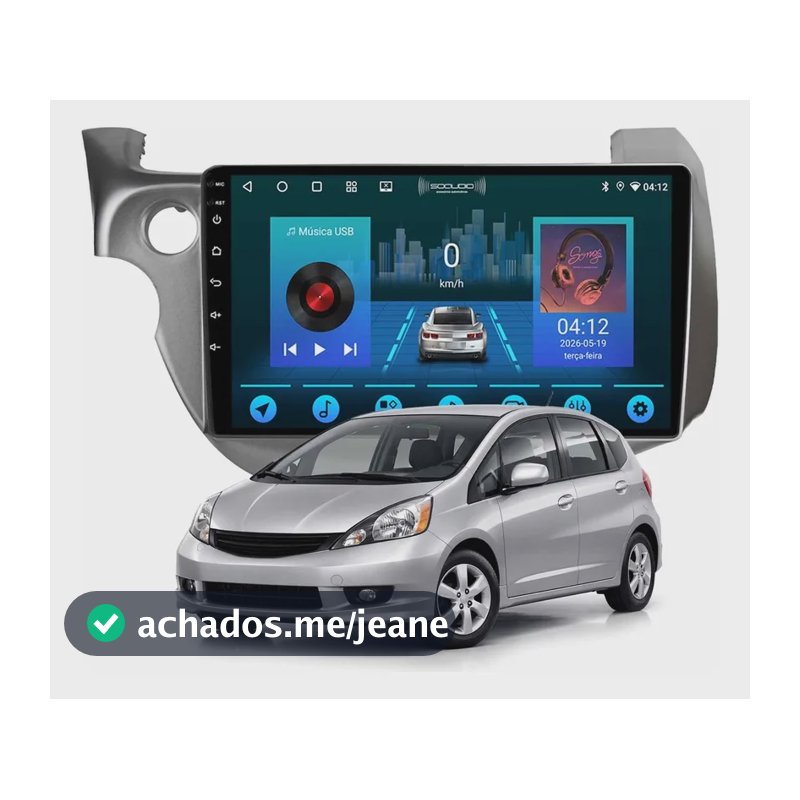 Central Multimídia Honda Fit 2008 A 2014 2+64gb Quadcore 10p Cinza