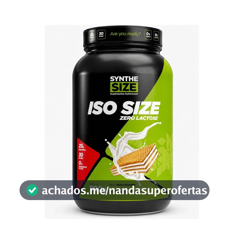 Ganho Muscular Iso Size Free Lactose 900g Whey Synthesize Sabor Baunilha