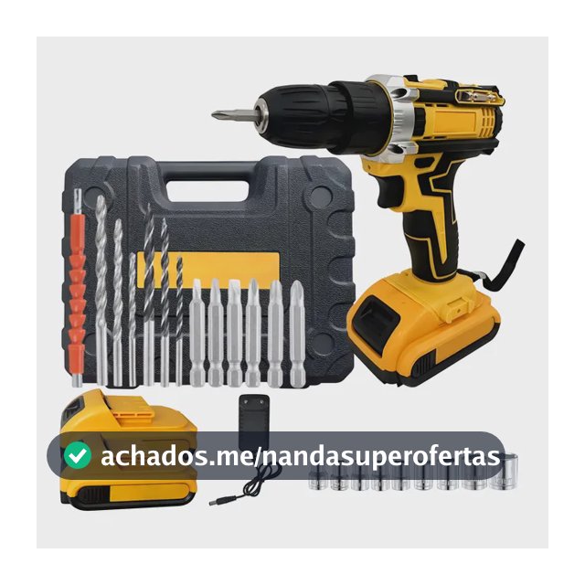 Furadeira Parafusadeira 48v 2 Baterias Lítio Sem Fio Maleta Amarelo 48v