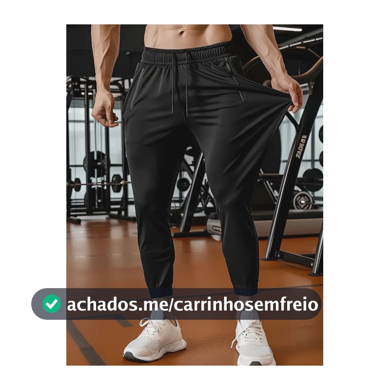 Calça Masculina Tactel Jogger Esportiva Academia Slim Treino Preto Tactel G 40/44