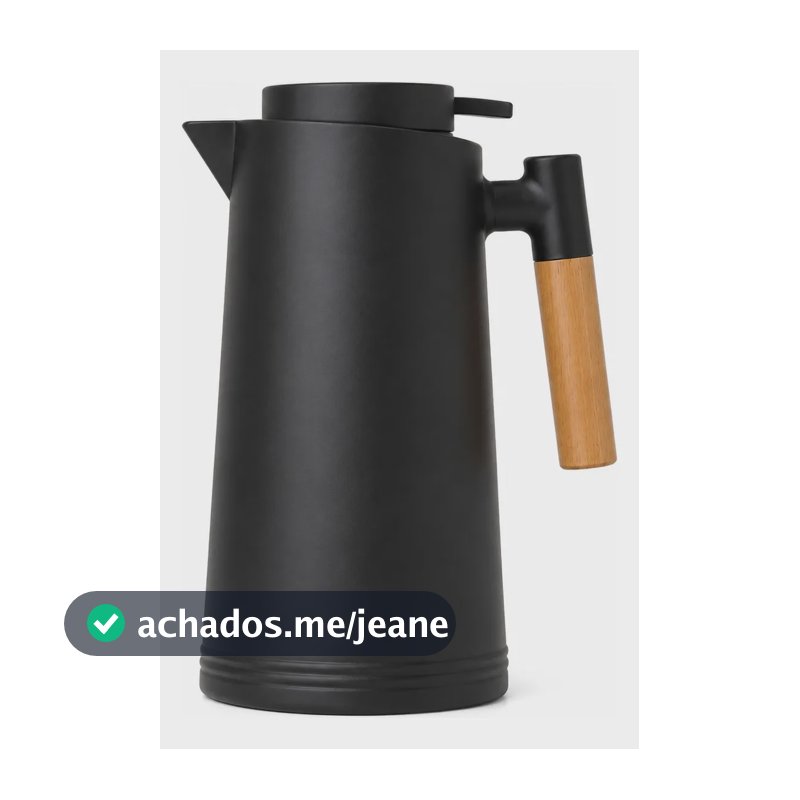 Garrafa Térmica 1l Cabo Madeira Café Chá Mesa Posta Premium Preto