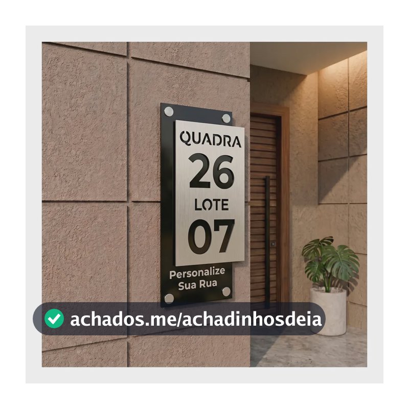 Placa Personalizada Número Para Condomínio 20,5x40cm Acm Preto Fosco E Aço Escovado