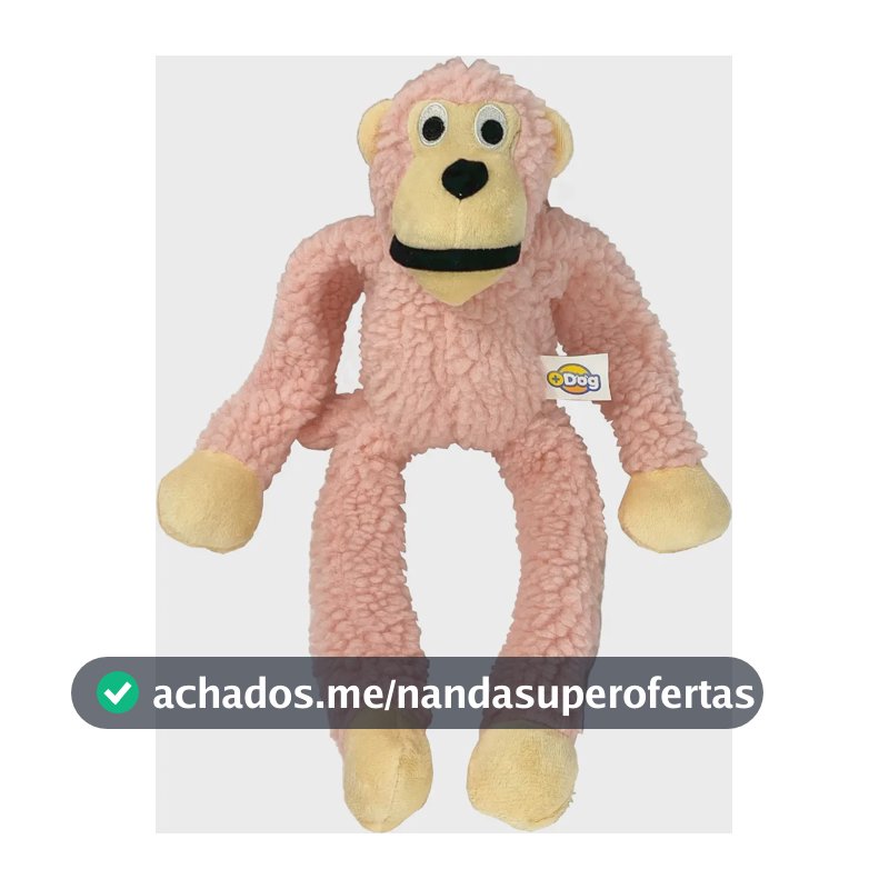 Mordedor Para Cachorro Pet Pelúcia Brinquedo Macaco G 40cm Cor Rosa