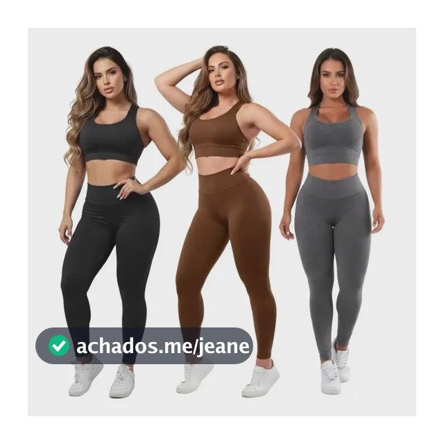 Kit 03 Conjuntos Calça Legging E Top Roupas Para Academia