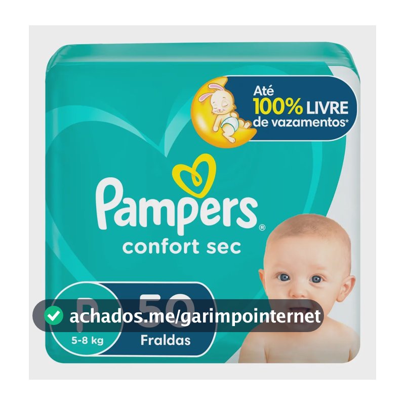 Fralda Pampers Confort Sec P 50 unidades
