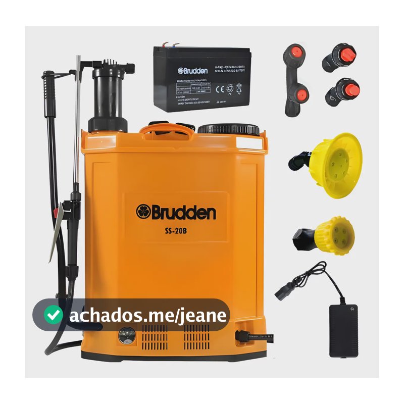 Pulverizador Elétrico Costal Brudden SS20B 20L Cor Amarelo Com Bateria Recarregável 12V