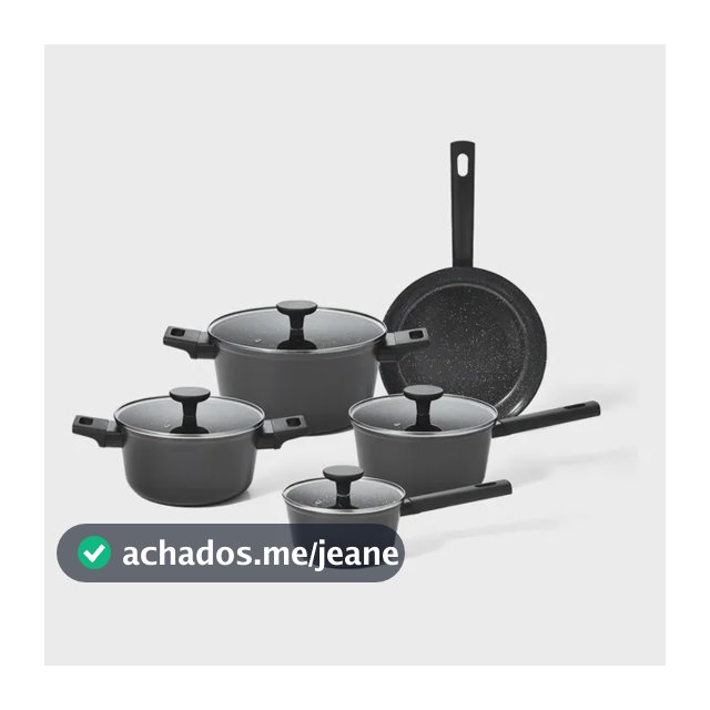 Jogo 5 Panelas Antiaderente Ultra Ceramic Mou Preta - Oikos Preto