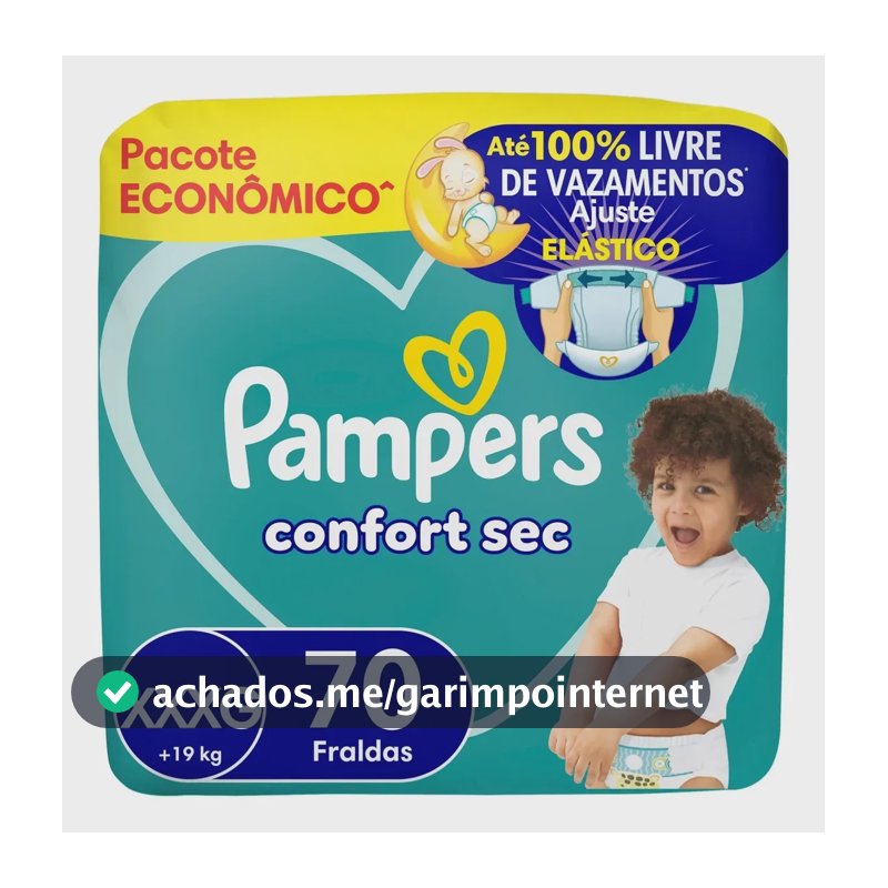 Fralda Pampers Confort Sec Tamanho XXXG, 70 Un