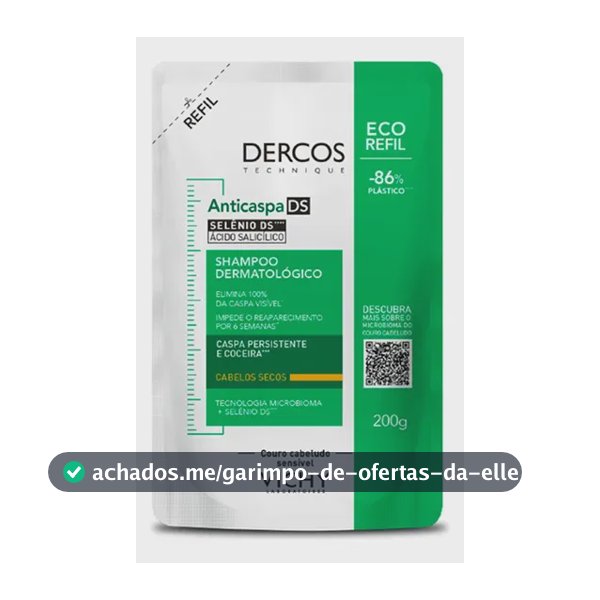 Shampoo Anticaspa Cabelos Secos com Selênio DS, Dercos DS Vichy, Refil 200g