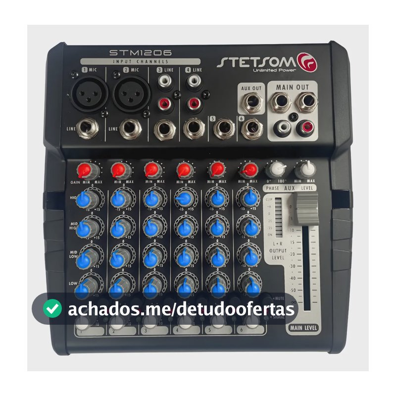 Mesa De Som Automotivo Stetsom Stm1206 6 Canais 4 Eq Band 12v