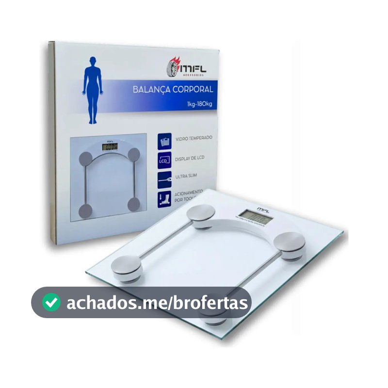 Balaça Digital Vidro Ate 180kg Banheiro Academia Com Medidor De Temperatura Pilhas Marca MFL