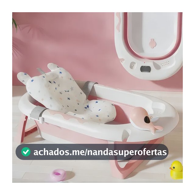Banheira Dobrável Com Termômetro E Almofada Rosa Rosa Lisa