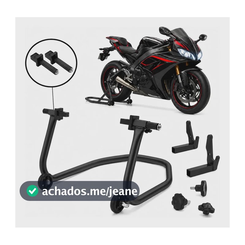 Cavalete Traseiro Motos Universal Com Ou Sem Slider Balança Preto - Para Balança