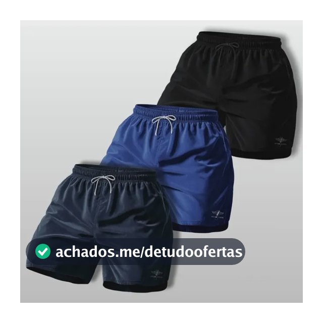 Kit 3 Shorts Bermuda Masculina Básico Mauricinho Tactel