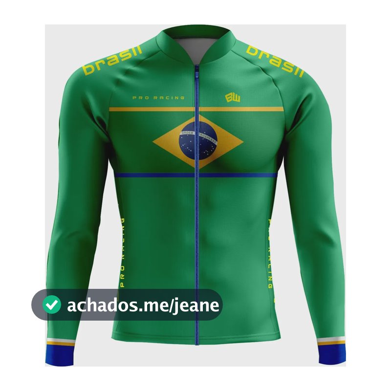 Camisa Ciclismo Brasil Masculina Blusa Manga Longa Bikewear  Verde Gg
