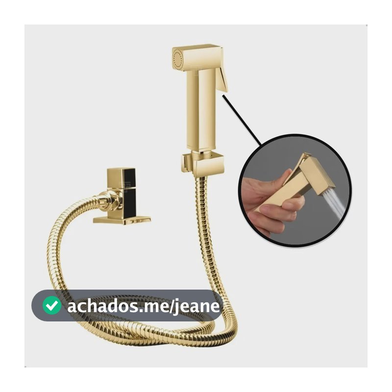 Ducha Higiênica De Banheiro Luxo Quadrada Metal Dourado Gold