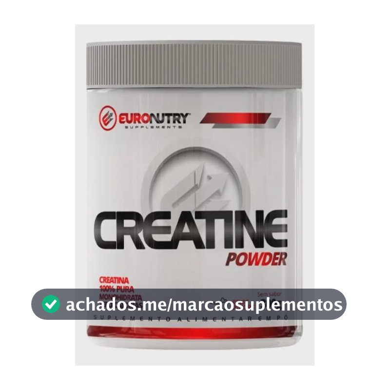 Creatina Monohidratada 100% Pura Euronutry 300g Suplemento em Pó Sem Sabor