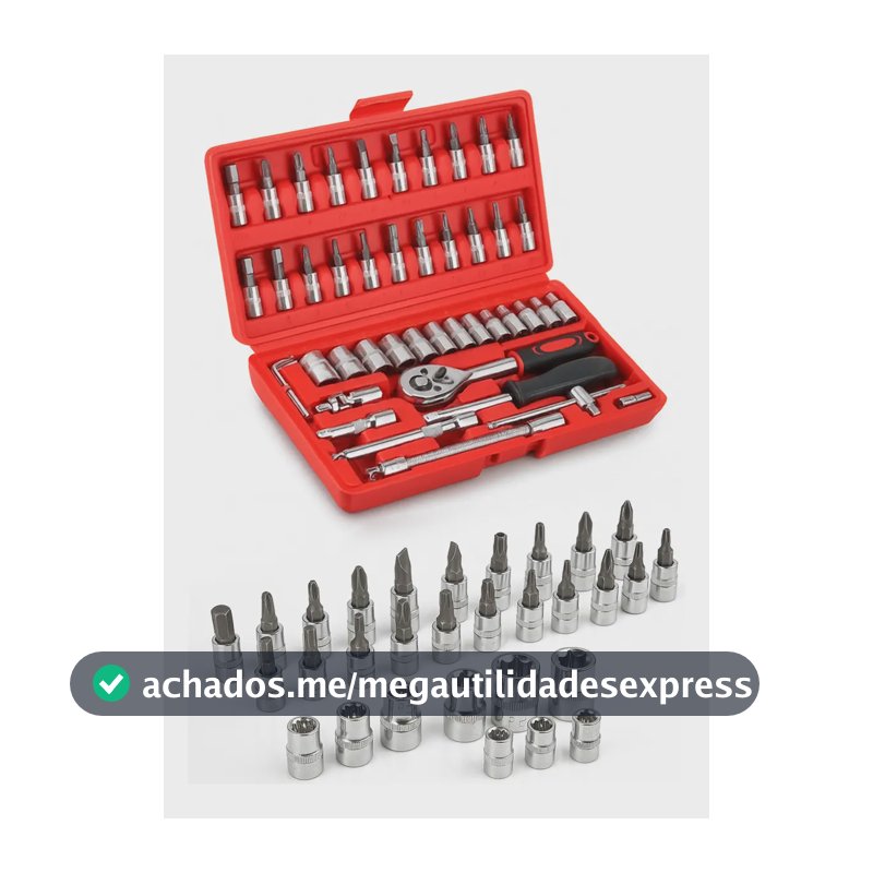 Jogo De Ferramentas Kit Multiuso Soquete 1/4 46 Peças Profissional Com Maleta Completa Aço Cromado Chaves Bits Catraca Reversível Extensões Junta Universal Portátil Reforçado Doméstico Automotivo