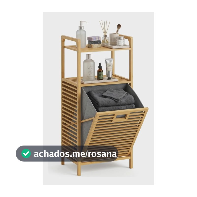 Cesto De Roupa Em Bambu Com Prateleiras Organizador Multiuso Bambu Natural Ripado