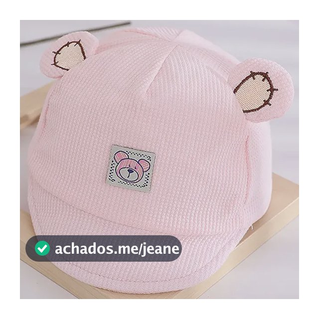 Boné Bebê Infantil Bordado Orelha Urso Unissex Algodão Fofo