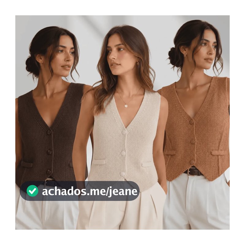Kit 3 Coletes Tricot Casual Elegante Macio Premium Feminino Marrom/areia/bege Un(38-42)