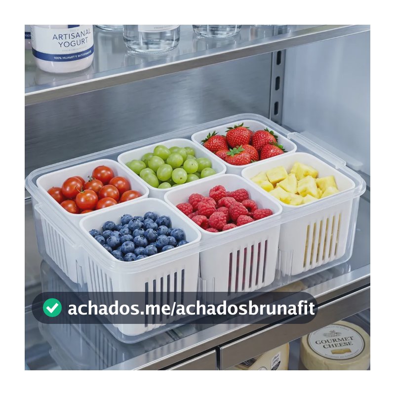 Pote Hermético 6 Divisórias Organizador Geladeira Alimentos Frutas Legumes Frios Kilate Store