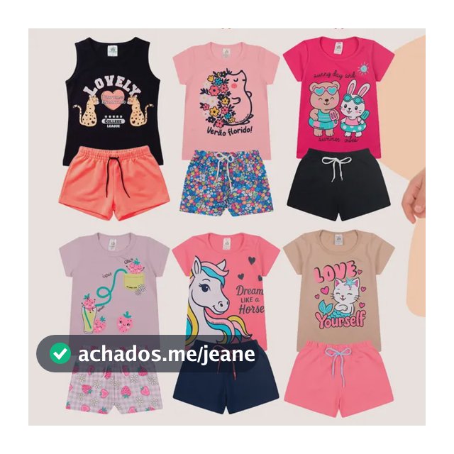 Kit Infantil 10 Peças Menina Conjunto Verão 5 Shorts+5 Blusa Kit 5 Conjuntos Sortidos 10 8 - Veste [105-117cm]