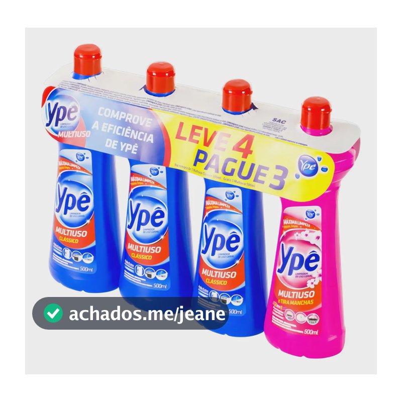 Limpador Multiuso 2 Em 1 Ypê 500ml Pack 4 Unidades