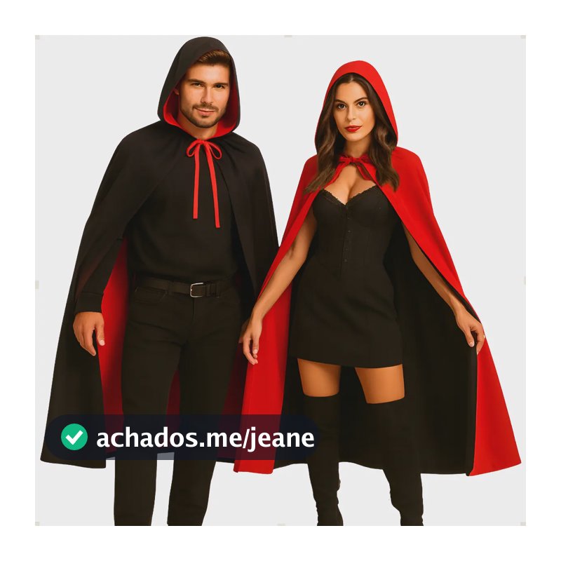 Fantasia Capa Vampiro Capuz Adulto Masculina Feminina Festa Dupla Face