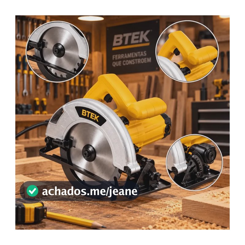 Serra Circular Elétrica Btek 1100w 7.1/4 185mm Guia 250mm Amarelo 110v 50/60hz