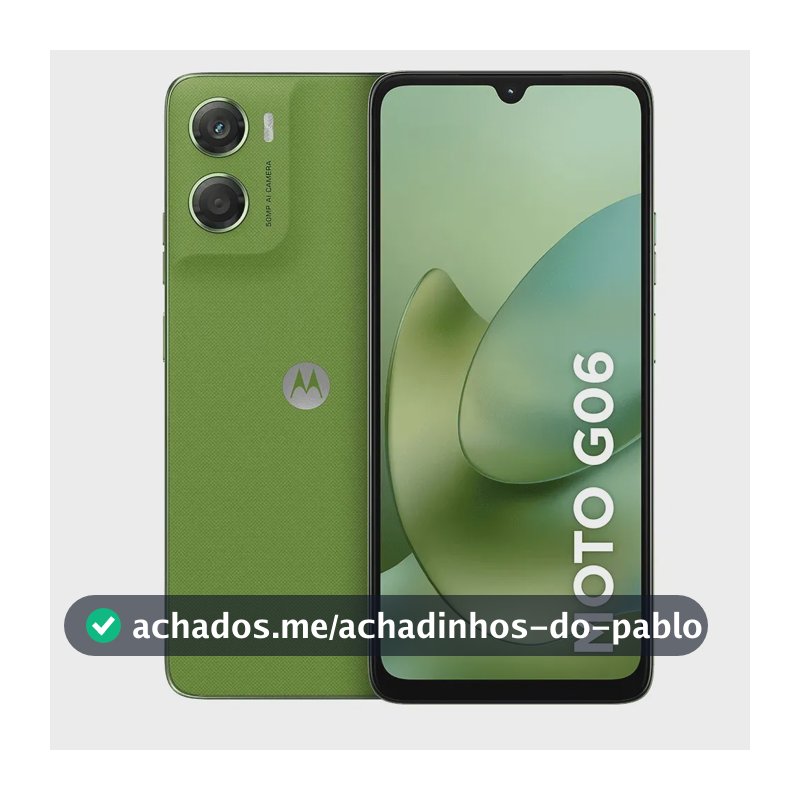 Smartphone Motorola Moto G06 - 64GB 4GB RAM + 8GB Ram Boost, Camera 50MP com AI, Bateria de 5200 mAh e Tela 6.9" - Verde