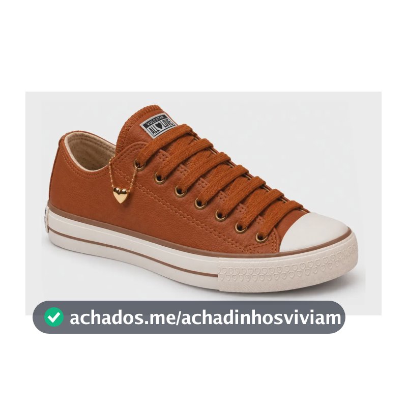 Tênis Feminino Cano Baixo Couro Pingente Coração Casual Caramelo 36,0 Br