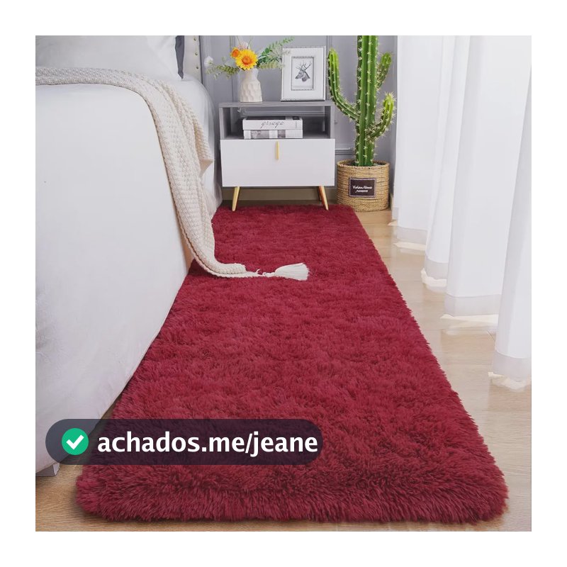 Tapete Passadeira 2,00x0,50 Peludo Felpudo Macio Corredor Quarto Beira De Cama Bordô Casa Laura Enxovais