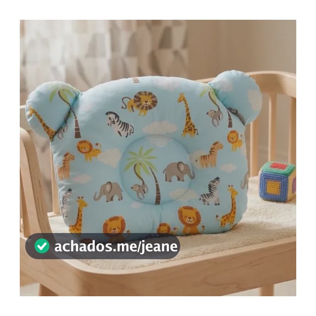 Travesseiro Para Bebê Anatômico Com Orelhinhas Antialérgico Safari Azul
