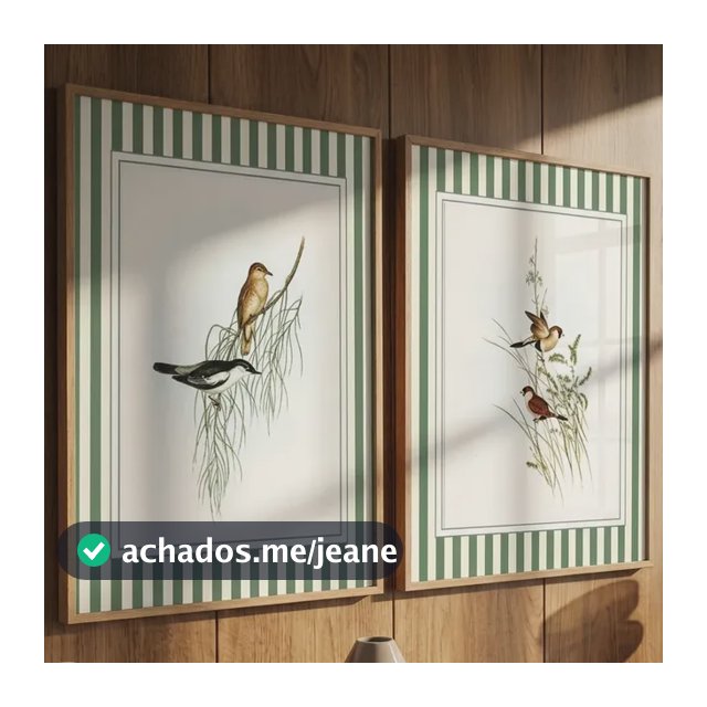 Quadros Decorativos Passaros Geometrico Vintage Com Moldura