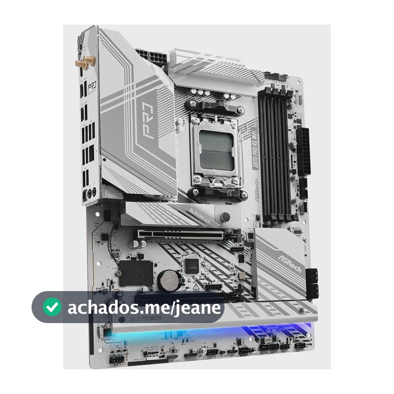 Placa Mãe Asrock X870 Pro Rs Wifi, Amd Am5, Bluetooth, Ddr5 Branco