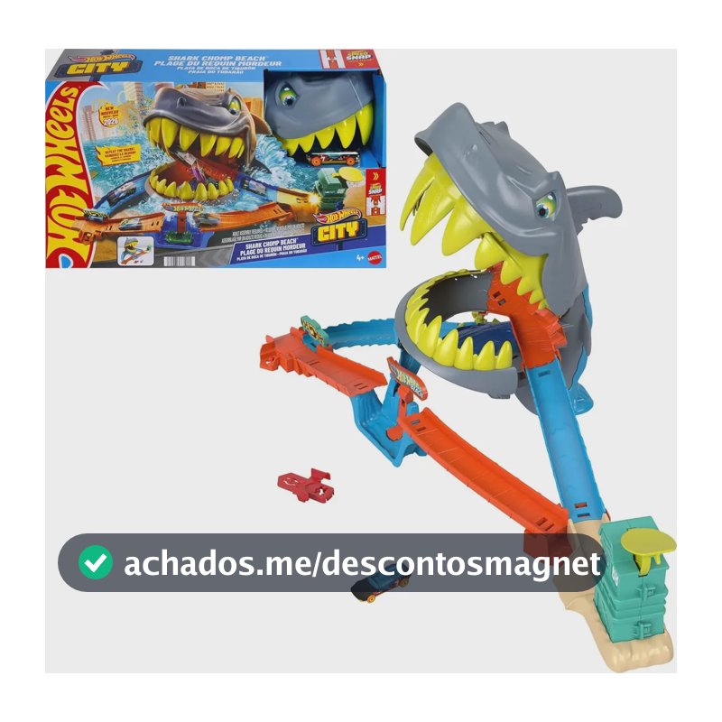 Hot Wheels Pista City Shark Chompbeach Praia Tubarão